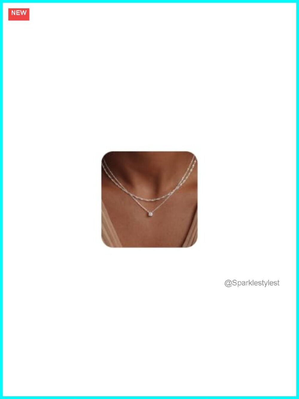 Silver Plated Layered Necklace Set with Cubic Zirconia Solitaire Pendant and